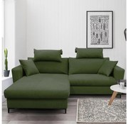 Colțar extensibil HORTA, cu spațiu de depozitare, în formă de L, versiune stânga, verde