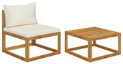 vidaXL Set canapea de grădină cu perne, 2 piese, lemn masiv de acacia
