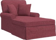 vidaXL Chaise Lounge cu fustă cu pernă 3 pcs Roșu Vin țesătură