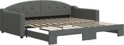 vidaXL Pat de zi cu extensie, gri închis, 100x200 cm, textil