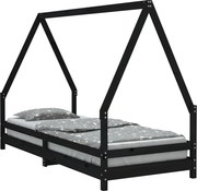vidaXL Cadru pat pentru copii, negru, 90x200 cm, lemn masiv de pin