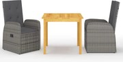 vidaXL Set mobilier de grădină, 3 piese, gri