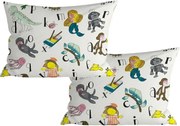 Set 2 huse decorative pentru perna KIDS ALPHABET 40x60 cm, alba
