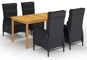 vidaXL Set mobilier de grădină, 5 piese, negru