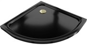 Mexen Flat duș semi-circular slim 80 x 80 cm, negru, sifon auriu - 41708080G