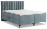 Pat boxspring albastru deschis cu spațiu de depozitare 160x200 cm Puhala – Makamii