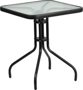 OFERTA Masa patrata de gradina cu blat de sticla ISLAND 60x60 cm, negru, calitate a II-a