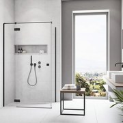 Cabina de dus patrata cu usa batanta Radaway Essenza KDJ 80x80 cm negru mat-transparent stanga