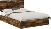 vidaXL Pat cu storage Stejar fumuriu 160 x 200 cm Lemn compozit