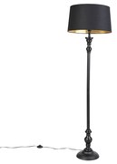 Lampă de podea cu abajur din bumbac negru cu auriu 45 cm - Classico