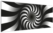 Tablou abstract cu spirala alb neagră (120x50 cm)