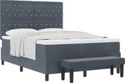 vidaXL Pat cu arcuri cu saltea Gri închis 140 x 190 cm Catifea