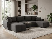 Coltar extensibil in forma de U SEVIO, gri inchis, 311x145 cm + 2 perne GRATUIT