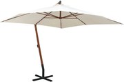 vidaXL Umbrelă de soare suspendată cu stâlp de lemn, 300x300 cm, alb