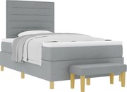 vidaXL Pat cu arcuri cu saltea Gri deschis 120 x 190 cm țesătură