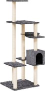 vidaXL Ansamblu pisici cu stâlpi din funie sisal, gri închis, 142 cm