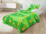 Lenjerie creponata pentru patut GIRAFFE verde