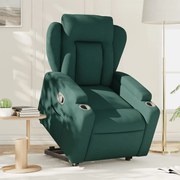 vidaXL Fotoliu rabatabil ridicare pe verticală, verde închis, textil