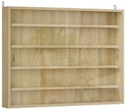 HOMCOM Vitrină Culoarea Lemnului cu 5 Rafturi Reglabile și Uși din Sticlă | Aosom Romania