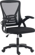 HOMCOM Scaun de birou ergonomic, fotoliu de birou din plasă, cotiere rabatabile, înălțime reglabilă, 59,5x56x103cm, negru | Aosom Romania