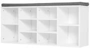 HOMCOM Bancheta Pantofar cu Rafturi Reglabile, Mobilier Hol din Lemn, Alb și Gri, 104x30x48cm | Aosom Romania
