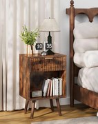 NOM5 - Set 2 Noptiere 39 cm, cu 1 sertar, dormitor, Riflaje - Maro/ Alb / Negru - Auriu