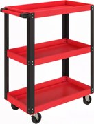 HOMCOM Cărucior Porta Unelte cu 3 Rafturi din Metal și PP, 70.5x35x82.5 cm, Roșu și Negru | Aosom Romania