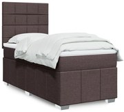 vidaXL Pat box spring cu saltea, maro închis, 80x200 cm, textil