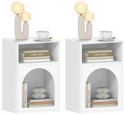 HOMCOM Set de 2 mese de noapte, masă de noapte cu compartimente deschise, design arcuit, 40 x 30 x 60 cm, alb | Aosom Romania