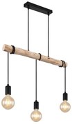 Lustra cu 3 pendule design rustic Gregor negru, natural