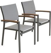 Set de scaune de grădină metalice stivuibile, antracit, 2 bu