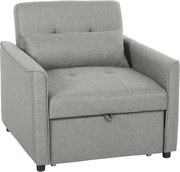 HOMCOM Fotoliu extensibil 3-în-1, fotoliu-canapea extensibil cu spătar reglabil, Gri | Aosom Romania