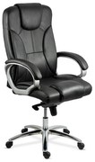 Scaun directorial negru OFF 5860 din piele naturala, reglabil, cu baza metalica