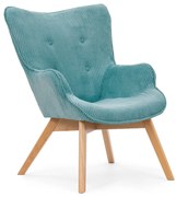 Fotoliu turcoaz cu tapițerie din catifea reiată Niko – Ropez
