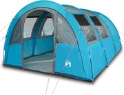 vidaXL Cort de camping tunel pentru 4 persoane, albastru, impermeabil