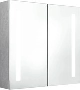 vidaXL Dulap de baie cu oglindă și LED, gri beton, 62x14x60 cm