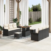 vidaXL Set de canapele pentru grădină 9 pcs Negru poliratan