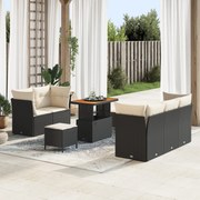 vidaXL Set de canapele pentru grădină cu pernă 8 pcs negru și crem