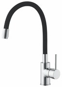 Baterie chiuveta bucatarie cu pipa flexibila, CasaBlanca FLEXI BFX4A-N, negru-crom