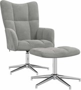 vidaXL Scaun de relaxare cu taburet, gri deschis, catifea