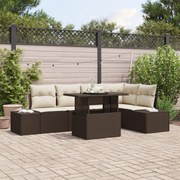 vidaXL Set de canapele pentru grădină cu pernă 6 pcs Maro Rattan poli