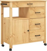 vidaXL Cărucior de bucătărie „MONZA”, 84x40x88,5 cm, lemn masiv de pin
