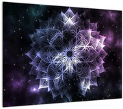 Tablou pe sticlă - Mandala Lotus în spațiu (70x50 cm)