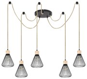 Lustra cu 5 pendule design industrial Farfalle negru
