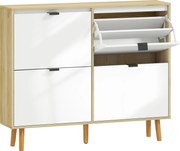 HOMCOM Dulap de pantofi subțire modern cu 4 sertare rabatabile pentru 20 de perechi de pantofi, Alb | Aosom Romania