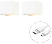 Set de 2 aplice albe cu dimmer reîncărcabile - Joris