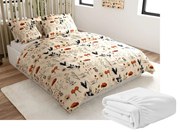 Set lenjerie cocolino PAPAVA crem + cearsaf Cocolino microplus cu elastic SOFT 180x200 cm alb, pat dublu