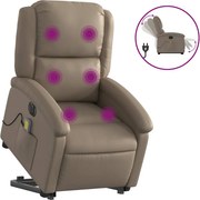 vidaXL Fotoliu electric masaj rabatabil cu ridicare, cappuccino
