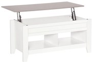 HOMCOM Masă de cafea cu blat extensibil, masă de salon cu rafturi și compartiment ascuns, 105 x 50 x 49-62,5 cm pentru salon, dormitor, lemn alb | Aosom Romania