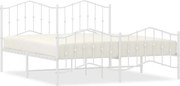 vidaXL Cadru pat metalic cu tăblie de cap/picioare , alb, 183x213 cm